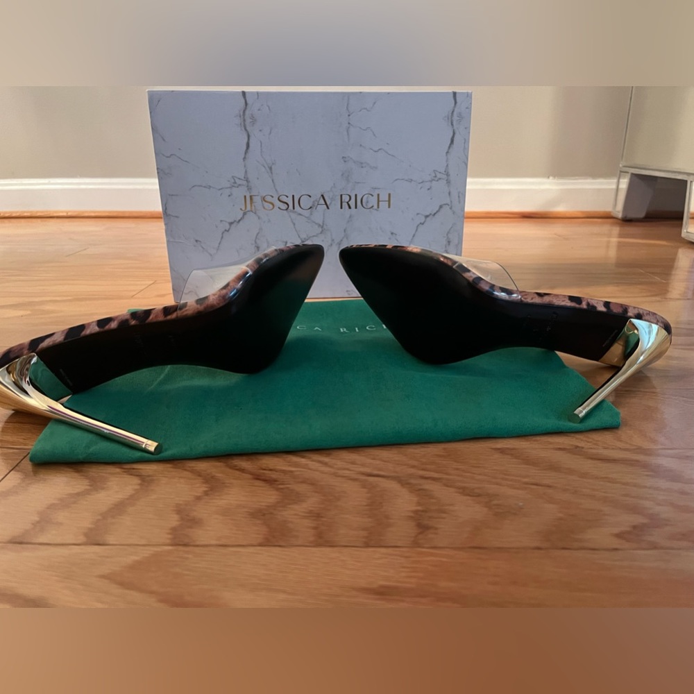 leopard print heeled  mules - Picture 2 of 4